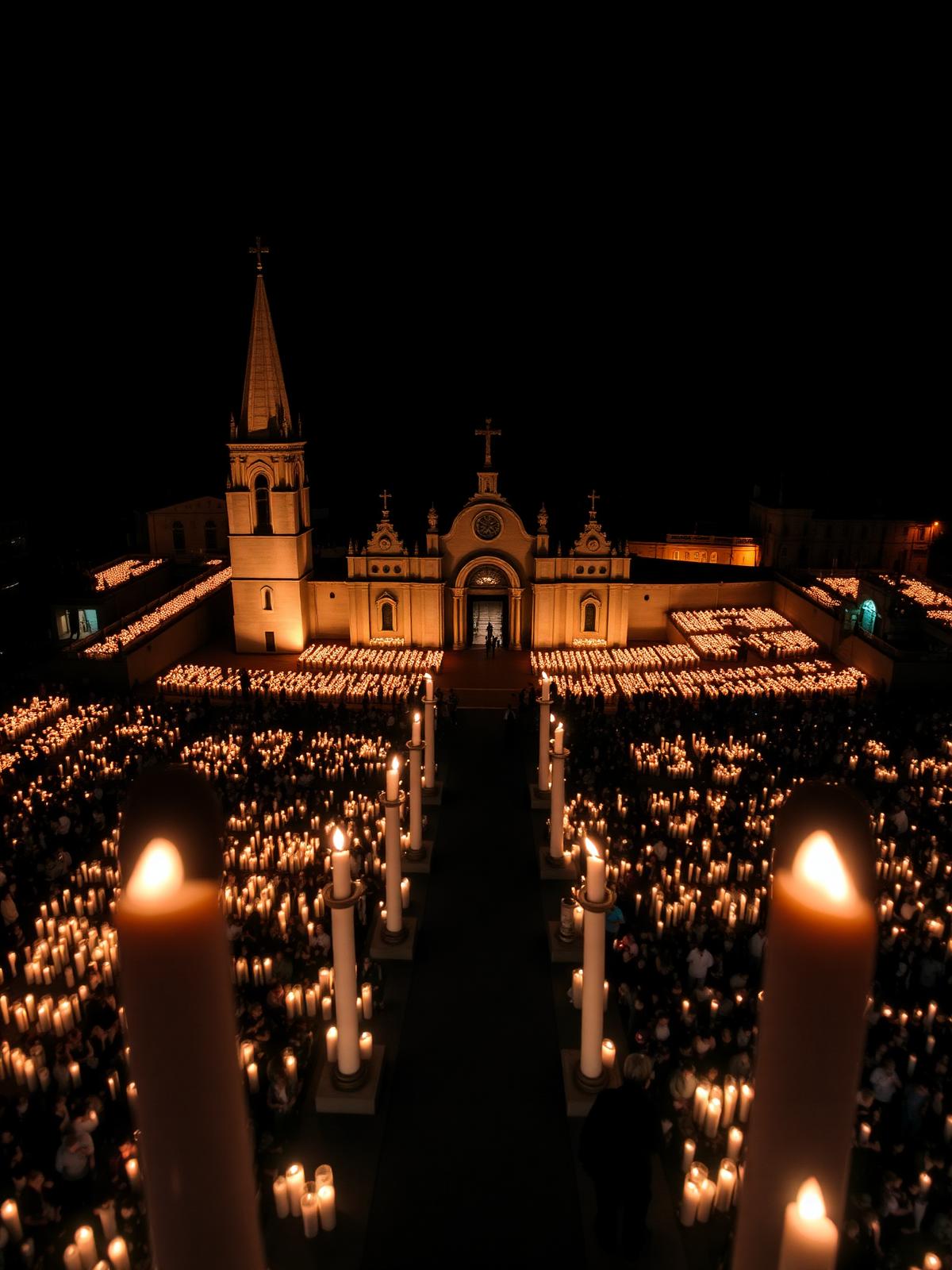 Vigília com velas em Fátima