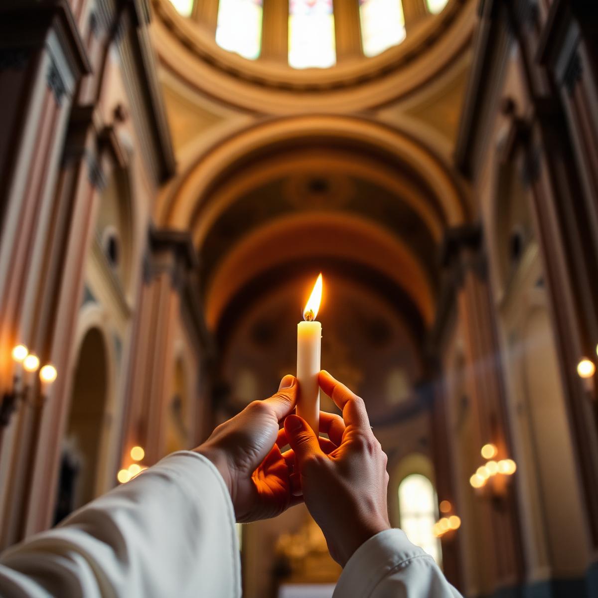 Vela acesa em basílica